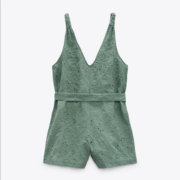 ZARA Embroidered Eyelet Jumpsuit - Picture 5 of 9